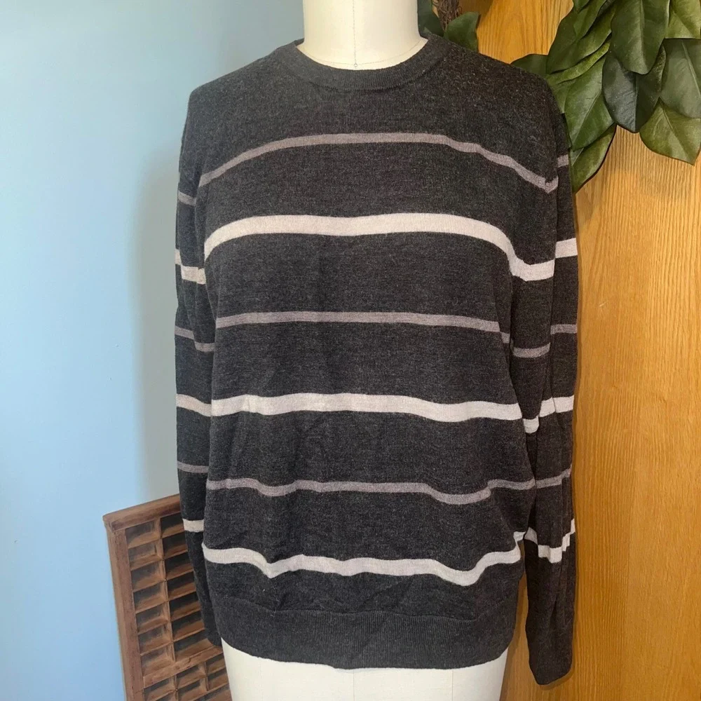 Banana Republic Men's Merino Wool Striped‎ Crewneck Sweater Size L